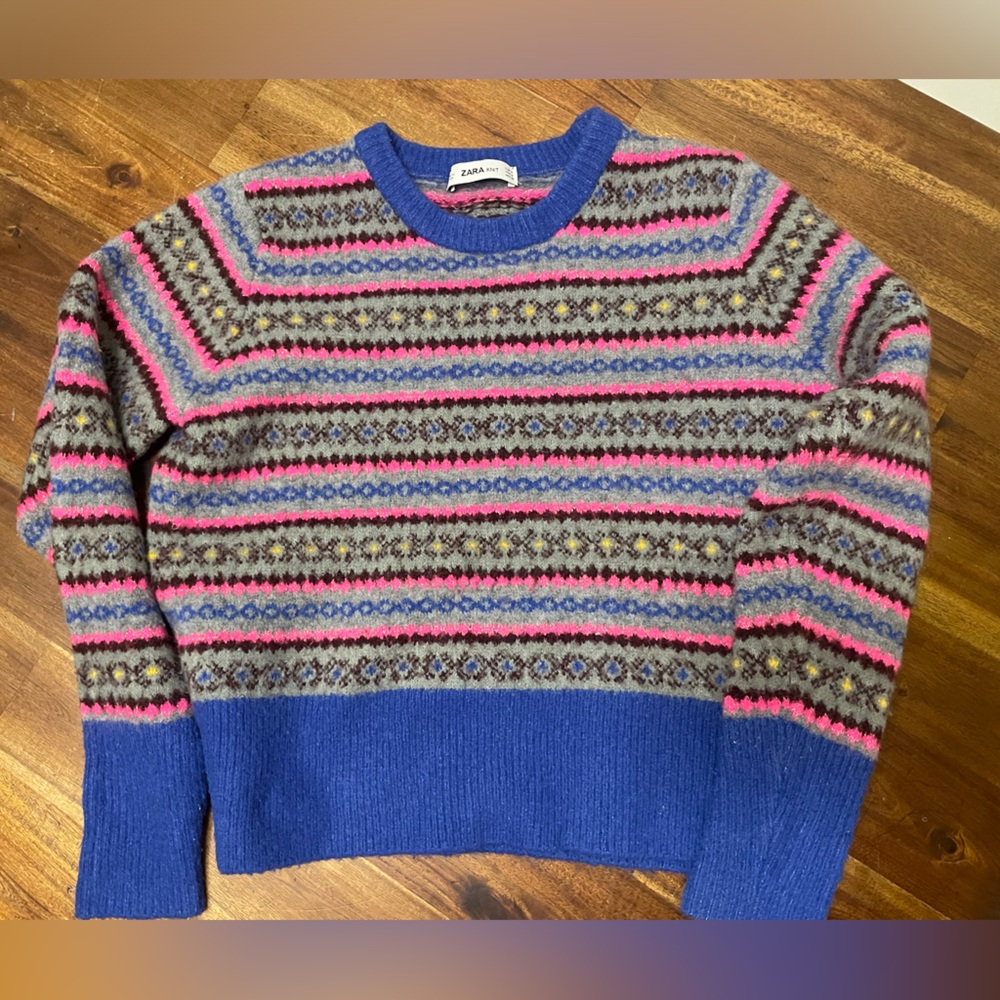 Zara Knit Sweater Pink and Blue - so cute!
